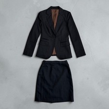 Suitsupply Rosa Women Wool Suit Blazer Skirt Set Gray Size 34