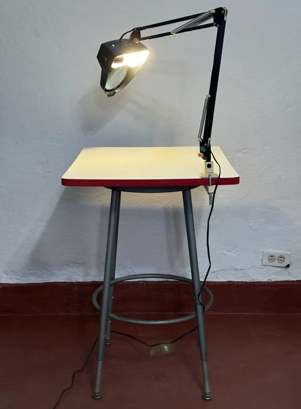 Vintage Mayline Adjustable Table Metal  with Magnifying Light (without clamp)