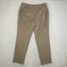 Weekend Max Mara Size 10 Virgin Wool Trousers Straight Leg Pleated Tan Neutral