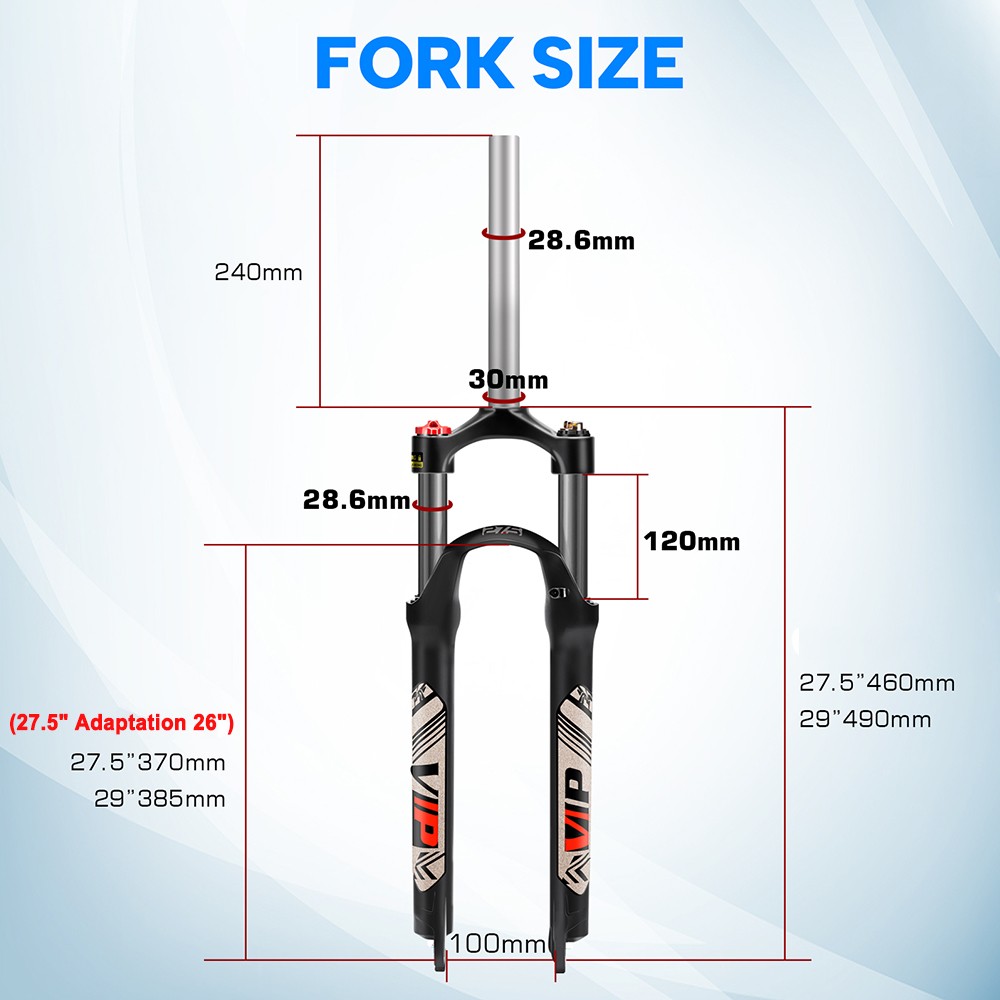 26/27.5/29" MTB Bike Suspension Fork 100mm Travel 9mm QR 1-1/8" Disc Straight US
