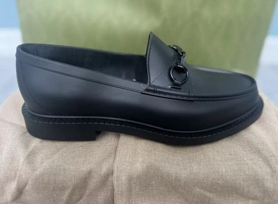 100% Authentic Gucci Rubber Lug Sole Horsebit Loafers Size UK 10