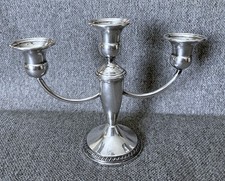 Vintage Weighted Sterling Silver Candelabra Crown 3 Arm Sterling Free Shipping.