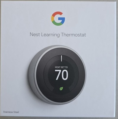 Google Nest 3rd Gen Smart Learning Thermostat - Stainless Steel (T3007ES)