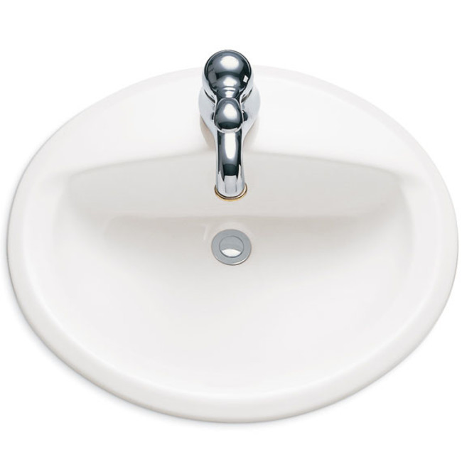 American Standard 0476.928 White Aqualyn 20-3/8 Inch Drop-In Porcelain Bathroom Sink