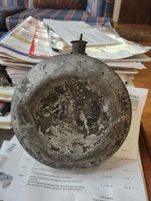 Antique 19th Century Prussian / Austrian Military Canteen – Smooth-Sided Tin...