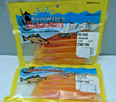 Lot De 6 Packs De Leurres Bass Assassin 5 Shad - 10 Leurres Par Pack - Pour Pêche En Eau Douce Ou Salée