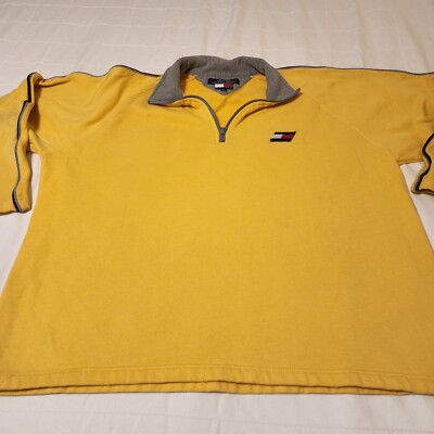 Tommy Hilfiger Athletics Yellow Sweatshirt Pullover Extra Large XL Mens Sport
