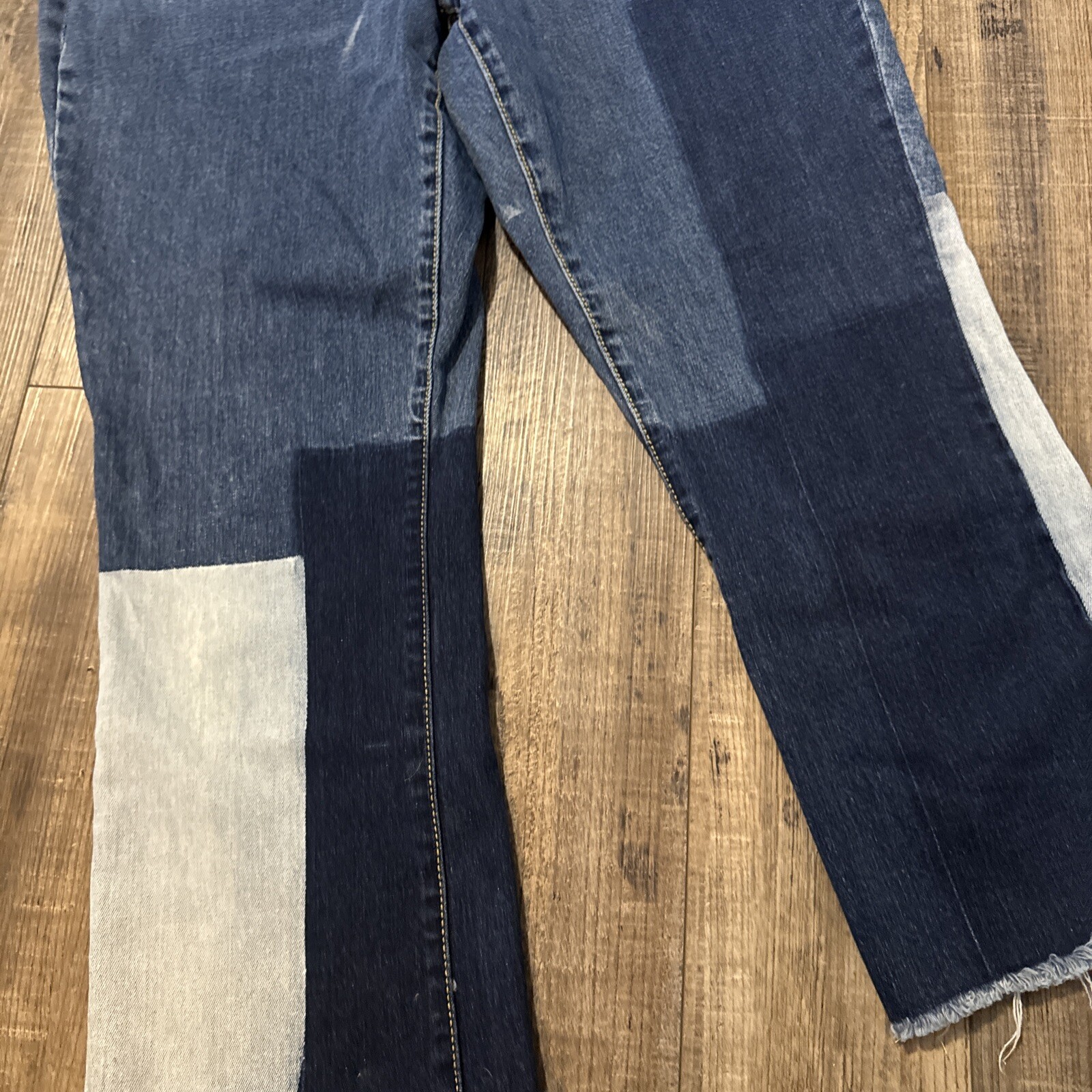 Universal Thread Patchwork Jeans 16 Frayed Kick B… - image 2