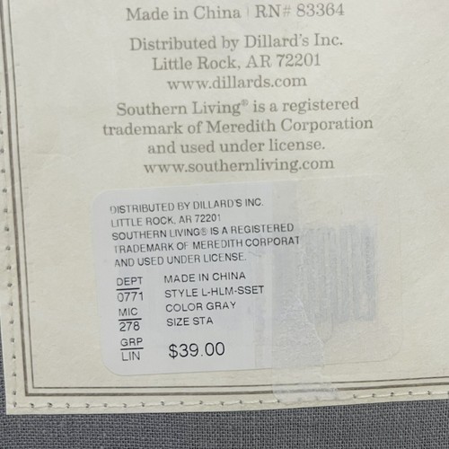 Southern Living Heirloom Linen Pillowcases, Set of Two Standard Size, Gray NEW - Picture 5 of 9