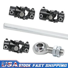 Steering Box 3 U Joint 36 Steel Steering Shaft Kit Universal Black With Bolt