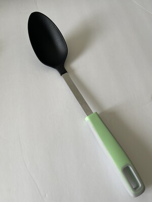 QVC Cooks Essentials Stainless Nylon Mint Green SOLID SERVING SPOON 13.5  NEW