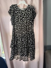 Target Black White Who What Wear DressFloral Tiered Ruffle Size L Passover