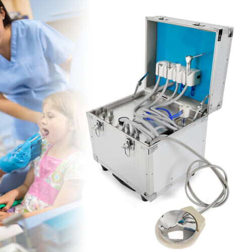 Unità di Consegna Dentale Portatile: Rolling Box con Aspirazione Compressore Aria 4 Fori - Foto 5 di 22