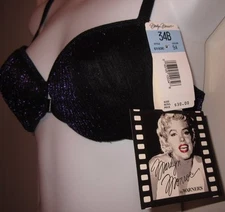 MARILYN MONROE by Warners (Vintage Collection) ~ Black/Puple LAME' Bra ~ NWT 34B