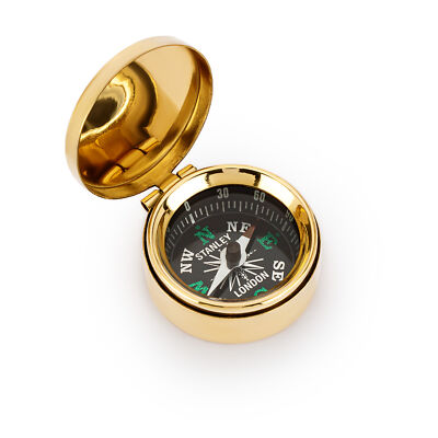 Maritim Kleiner Kompass 3,5cm mit Deckel aus Messing gold Taschenkompass