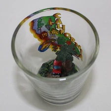 California 3D Shot Glass State Map with Jeep and Palm Tree 2.125 Inches Tall
