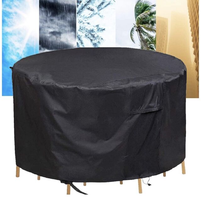 Patio Furniture Set Covers 600D 82'' Outdoor Furniture Covers Waterproof Garden Table Chairs Set Covers Heavy Duty Cover UV Resistant Dustproof Anti-Fading Cover PATIOPTION Round Patio Table Covers 