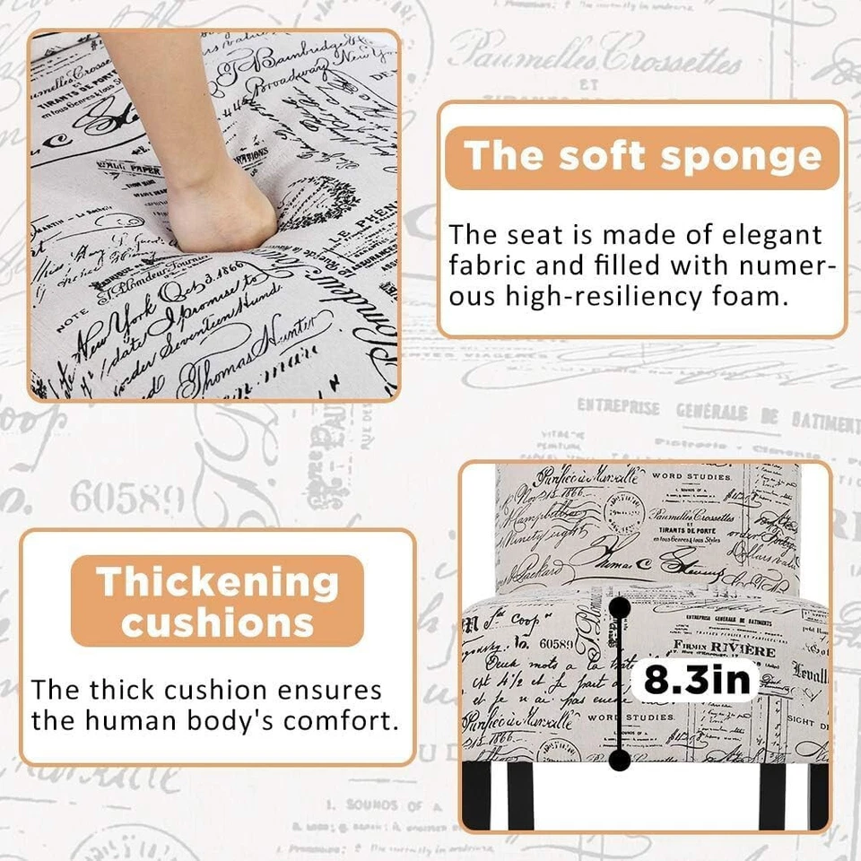 Sillas de salón, sillas modernas sin brazos con patas de madera maciza, silla zapatilla Foto 4 de 4