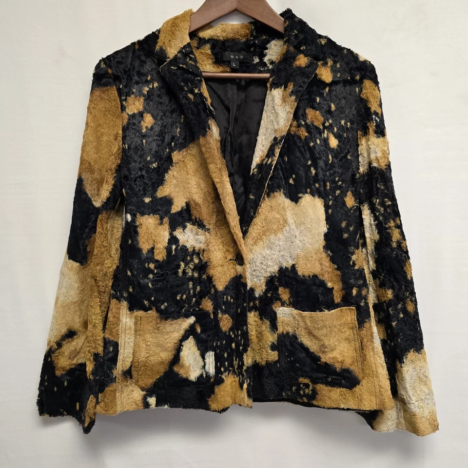 Blazer Vintage Y2K S&D XL Imitación Piel de Vaca Italia Tela Vivienne Lou Lou Western