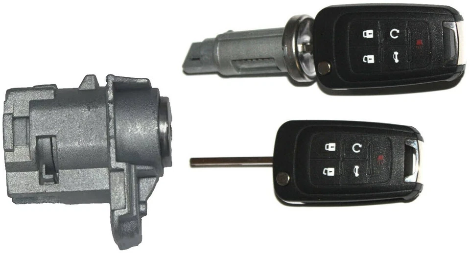 Juego de interruptores de cilindro de encendido/bloqueo de puerta para GM CON 2 llaves remotas abatibles 5912545 5B. Foto 2 de 4