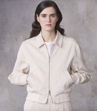 Officine Generale Julienne Bomber Jacket Cotton Twill Stone White Size Xs