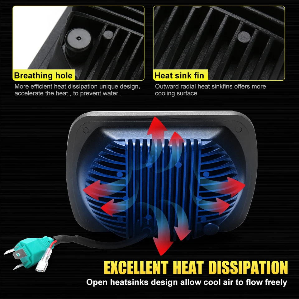 120W Pair 5x7 7x6 Square LED Headlights Hi-Lo DRL For Ford F650 F750 F-250 L9000 - Image 4 of 4