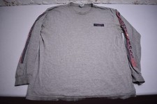 Vintage 90s Tommy Hilfiger Jeans T Shirt Long Sleeve Spell out Sz L Gray Logo
