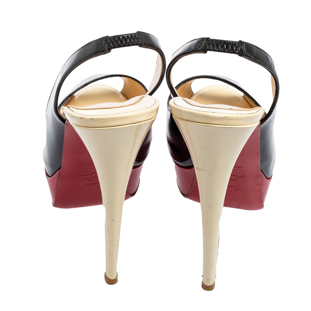 Christian Louboutin Black/Red Patent Leather Slingback Lady Christian Louboutin Black/Red Patent Leather Slingback Lady