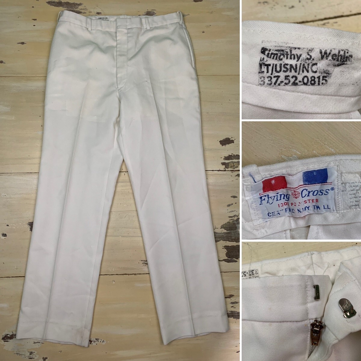 US NAVY - Vtg 70s-80s White Dress ID'd Uniform Trouser Pants US NAVY - Vtg 70s-80s White Dress ID'd Uniform Trouser Pants