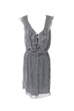 Studio M Black Dot-Print Sleeveless Flounce Fit  & Flare Dress L