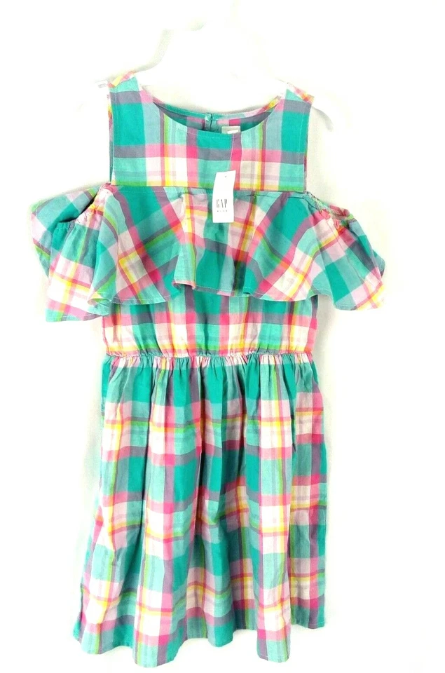  Vestido a Cuadros a Cuadros Rosa y Turquesa Talla 10 L GAP Niños Niñas Foto 2 de 4