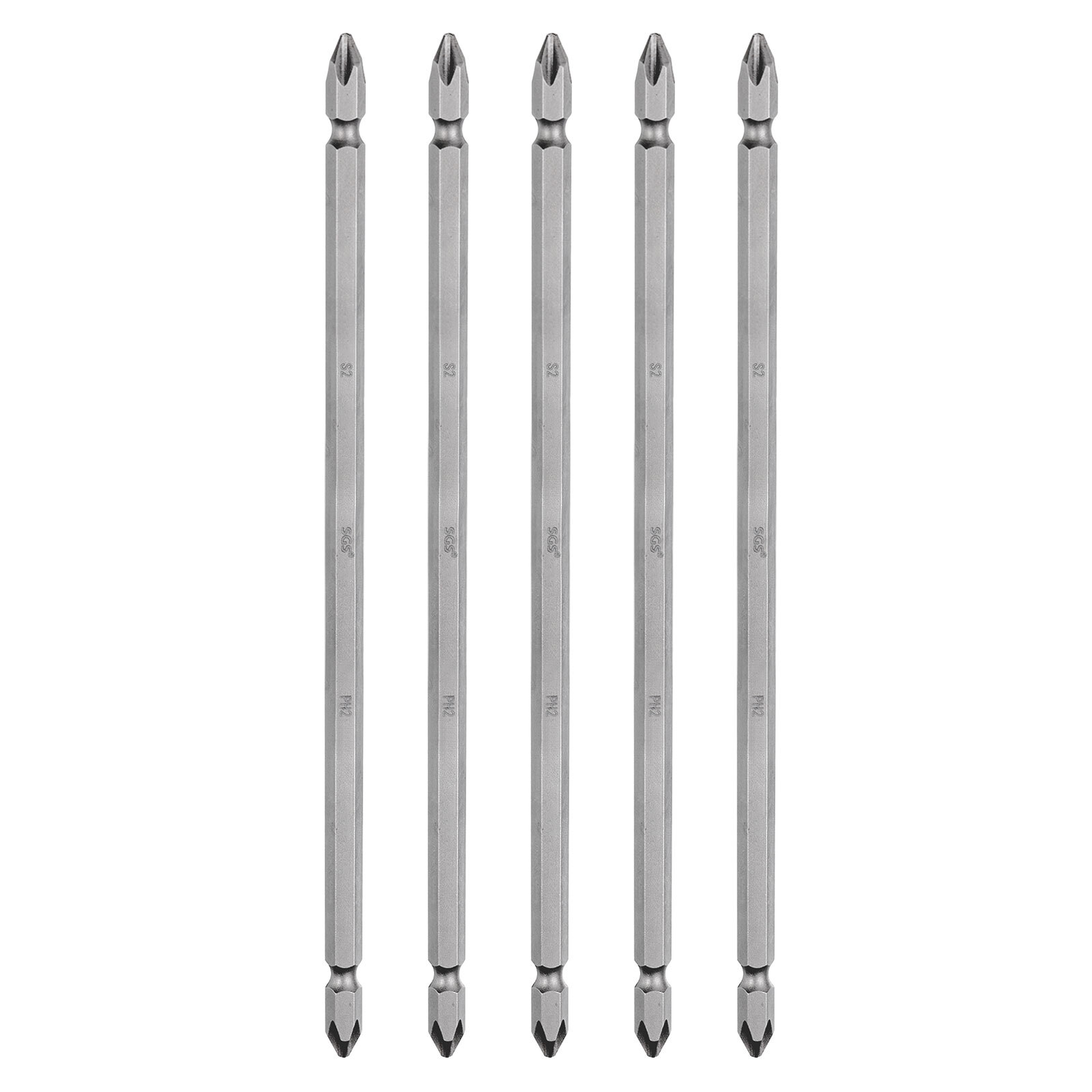 5pcs PH2 Magnetic Double-End Phillips Screwdriver Bit 7.87in 6.35mm Rod