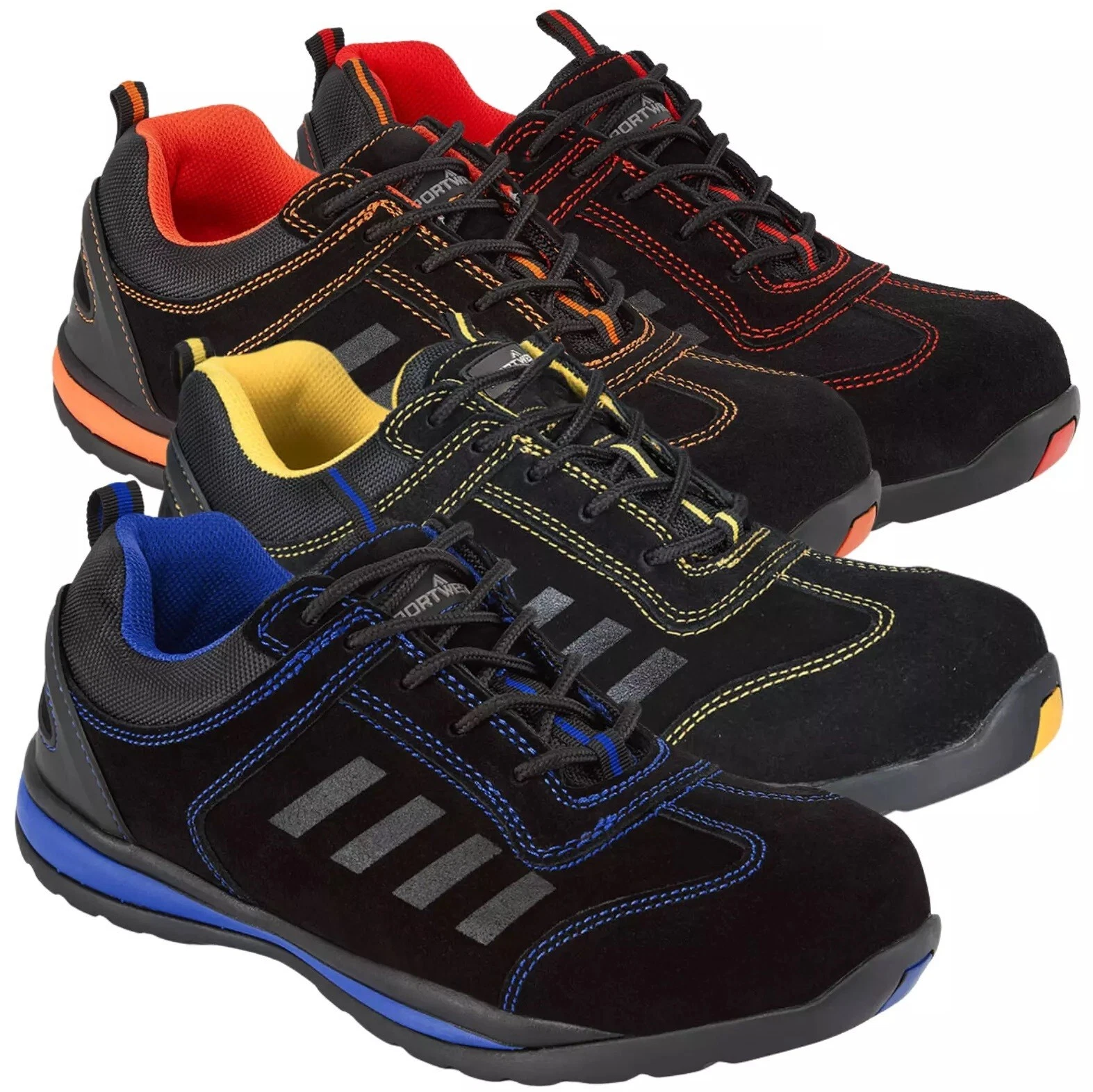 MENS PORTWEST LEATHER LIGHTWEIGHT STEEL TOE CAP SAFETY TRAINERS WORK SHOES SIZE