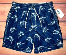 MENS OLD NAVY SWORD FISH BLUE DRAWSTRING LINED SWIM BOARD SHORTS SIZE M