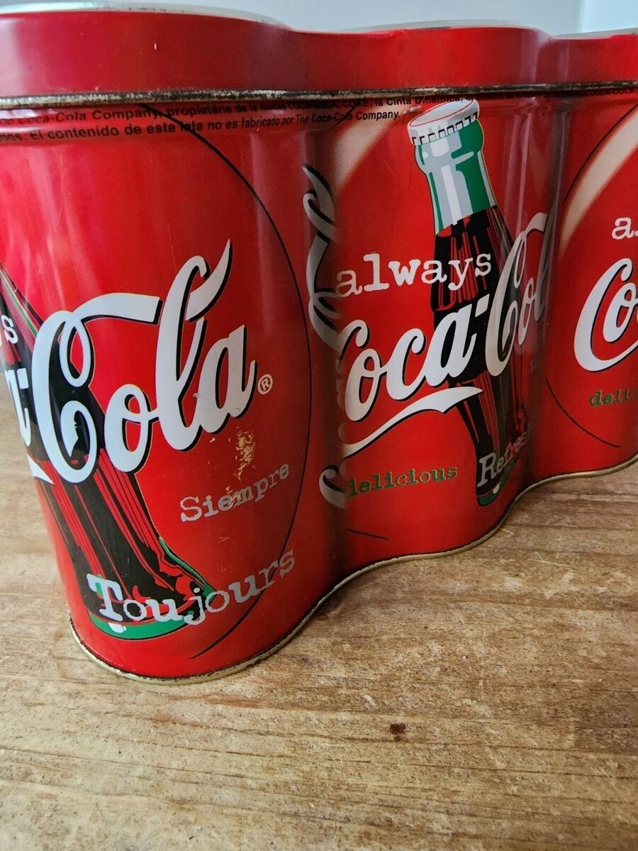 Coca-Cola COKE 6-Pack Cans Collectible Tin Decor 1998 Vintage Cola