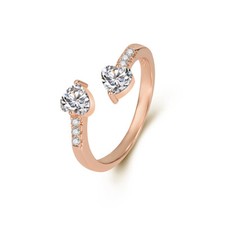 Double Heart Adjustable Ring 925 Sterling Silver Womens Girls Jewellery Gifts UK