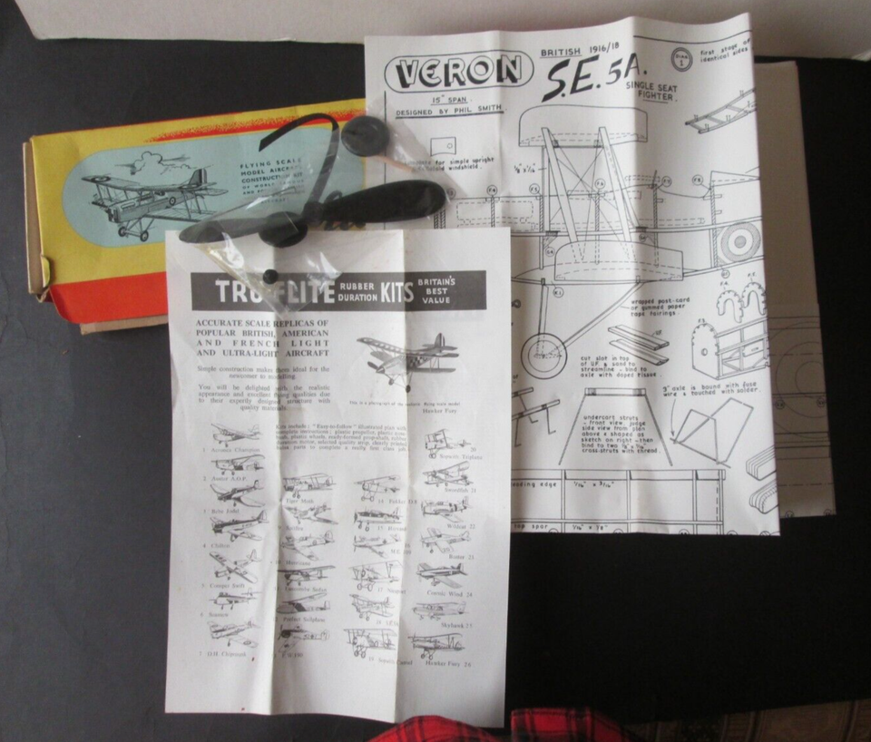 S.E.5A Veron TruFlite Kits, British WW1 Airplane VINTAGE MODEL