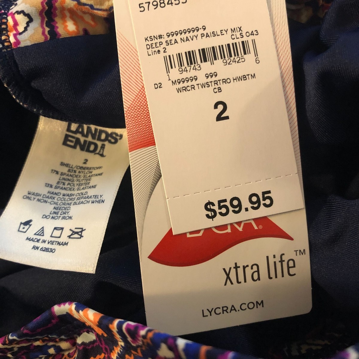 R③ Lands End Chlorine Resist Twist Front Retro High Waisted Bikini