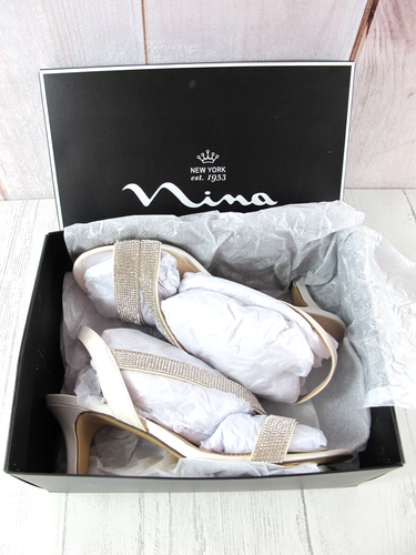 Nina Nieves LS elegante Satin-Riemchensandale elfenbeinfarben glänzend ~ Größe 6 - Bild 9 von 11