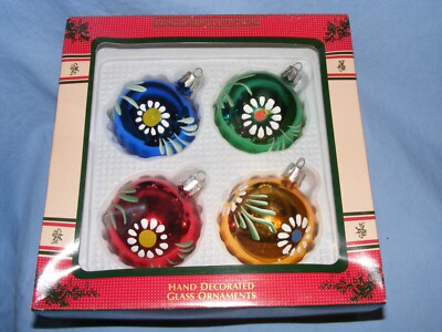 Vintage Glas Christbaumkugeln Simon Holiday Polen verpackt Dekoration