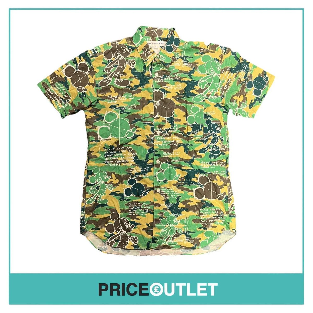 Comme des Garçons Shirt Disney Mickey Mouse Green Camo Print