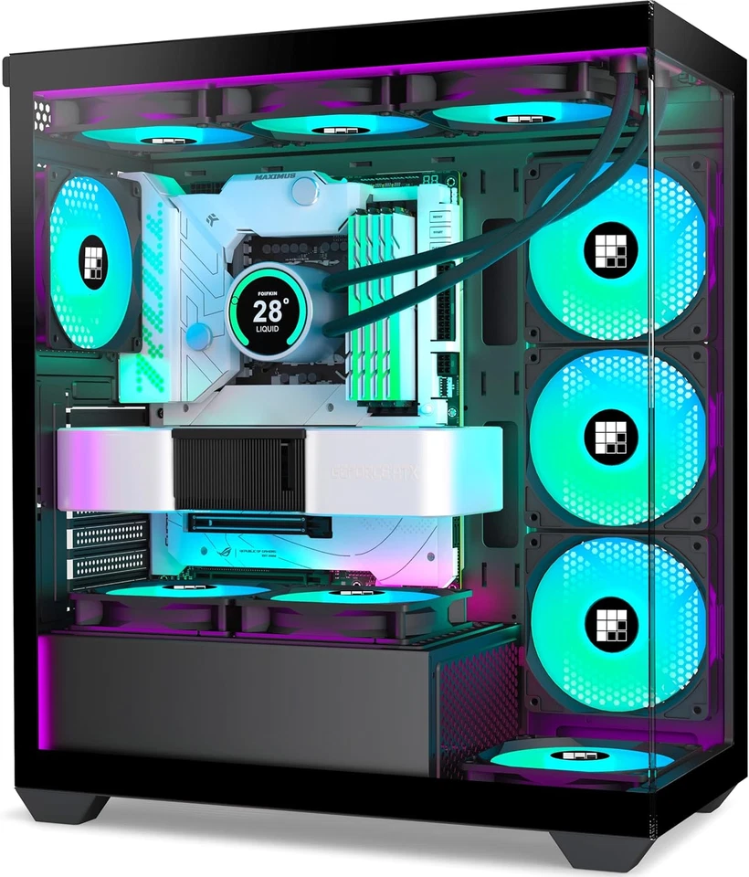 PC Case - Pre-Installed 3 PWM ARGB Fan, ATX Mid-Tower Gaming PC Case, with Type- - Image 2 of 4