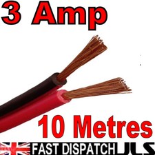 10m 3A Red + Black 12v DC 12 Volt Car Auto Cable Speaker Wire Figure 8 10 Metre