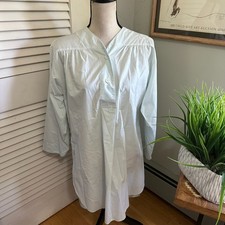 Vintage Christian Dior Sleep Shirt Womens Small Light Blue Cotton Blend 70s