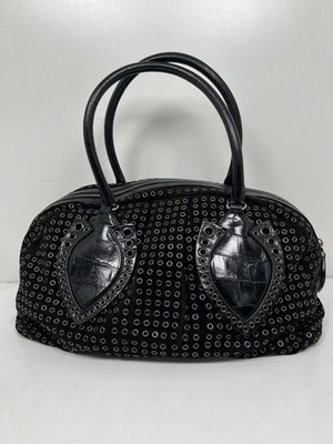 Alaia Grommet-Accented Suede Bowler Bag