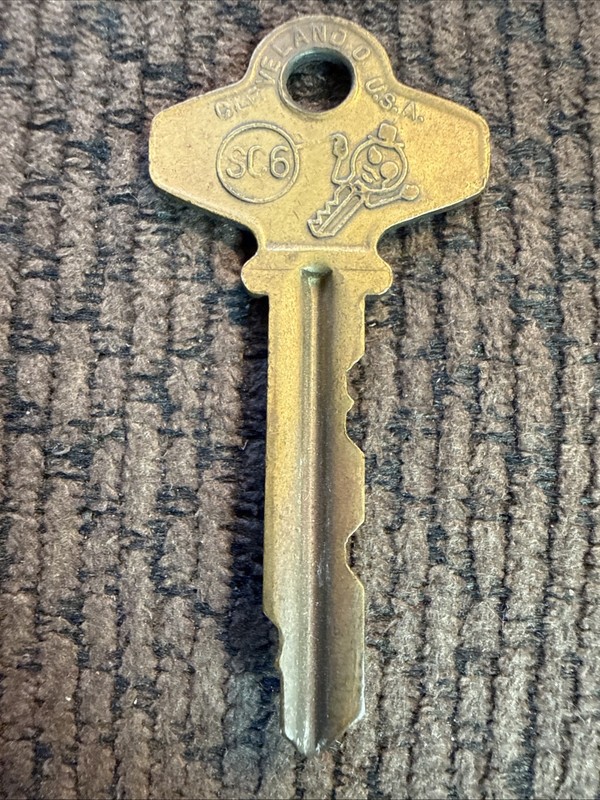 Vintage National Key SC6 ~ Cleveland Ohio ~ Brass Key – Cool Key Logo ~ Colf.