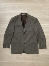 VTG Yves Saint Laurent Sports Coat Mens 40R Brown Blue Woven Worsted Wool Blazer