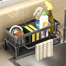 Kitchen Sink Caddy Organizer Stainless Steel Sponge Holder Soap Brush Storage