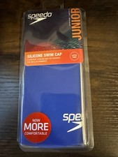 Speedo Junior Solid Silicon Latex Free Swim Cap, Blue, Ages 6-14