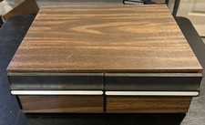 Vintage Wood Grain 2 Drawer VHS Tape Storage Case Organizer Holds 24 Tapes Retro